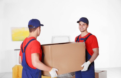 Packed moving boxes prepared for house removals in Petersham