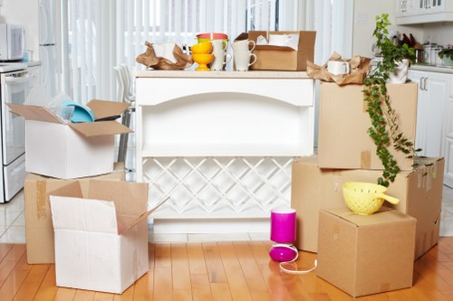 Packing household items into a mobile self storage unit