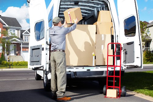 Packed boxes and study items placed in student storage in Petersham